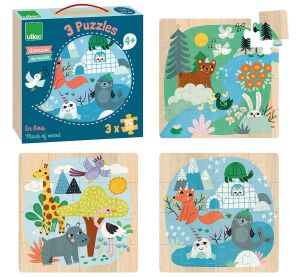 Vilac Wooden Puzzle World Animals